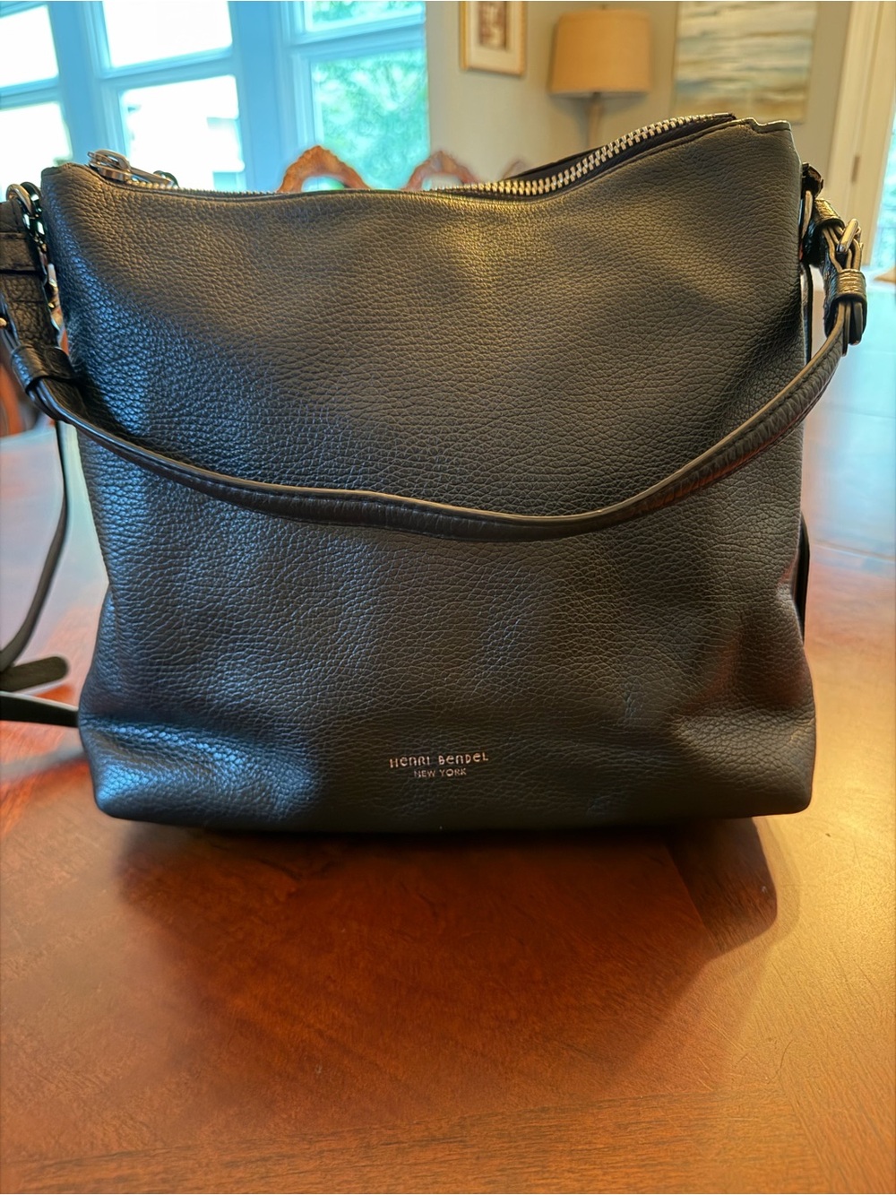 Henri Bendel Black Pebbled Leather Slouchy Hobo Crossbody/Shoulder Bag in EUC